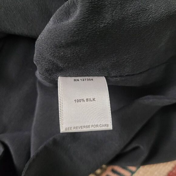 John Mark Silk Long Zip Front Jacket Coat Sz L Black Lightweight Oversized - Picture 4 of 7